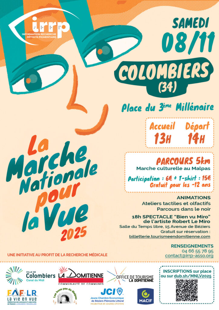 Affiche de l'événement "La Marche Nationale pour la Vue" à COLOMBIERS (34) samedi 8 novembre
